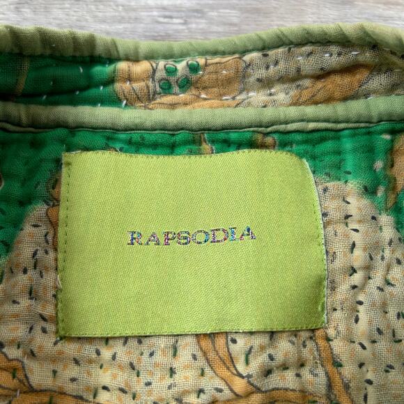 Rapsodia Green Floral Kantha Quilt Jacket Boho Patchwork Handmade Style S/M - Picture 9 of 9